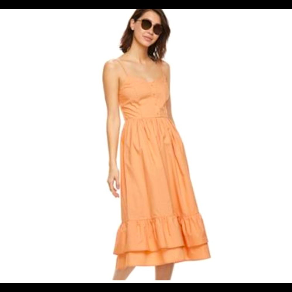 K/LAB Peach ruffled midi sundress, size L